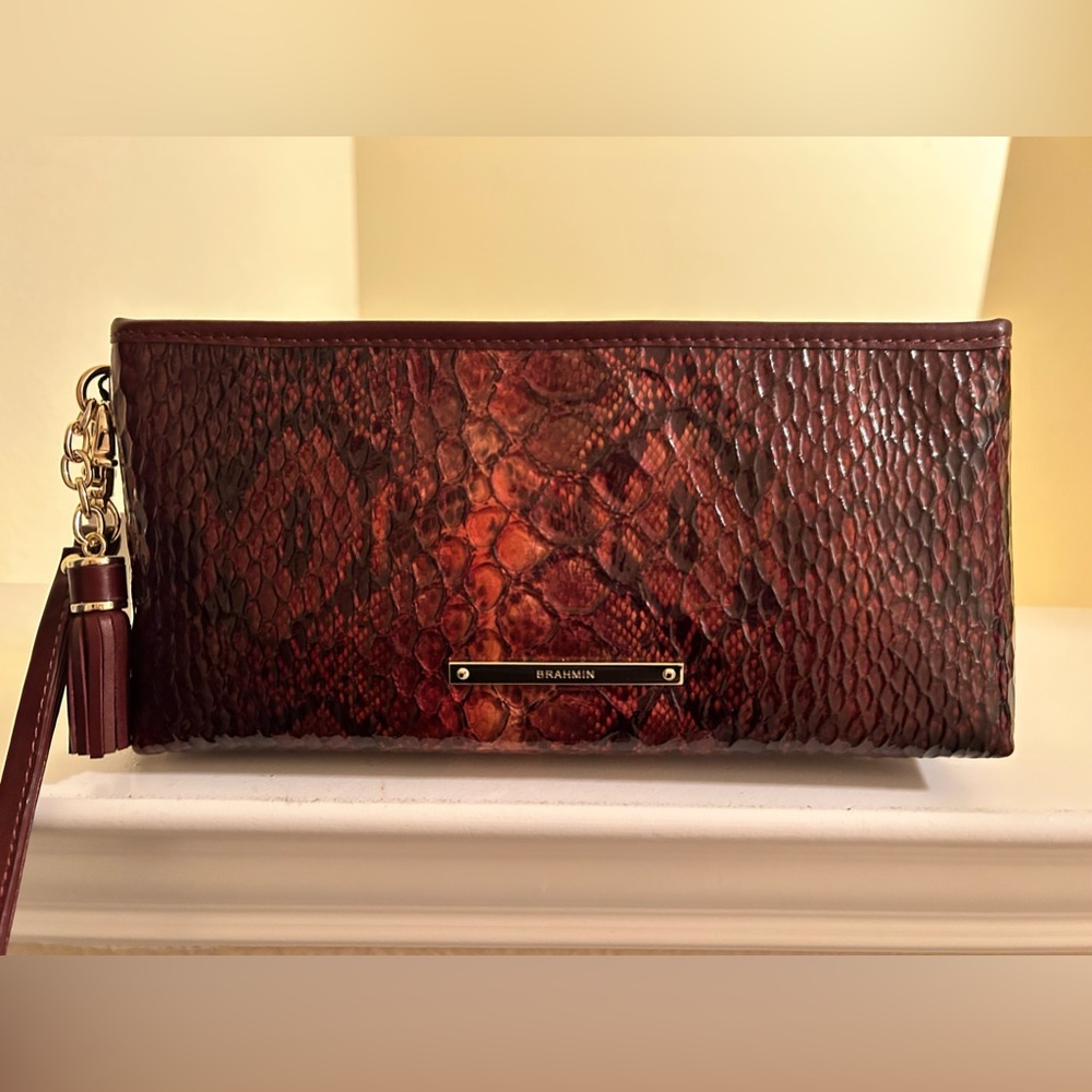 NWT Brahmin Kayla Clutch Cranberry Valarian